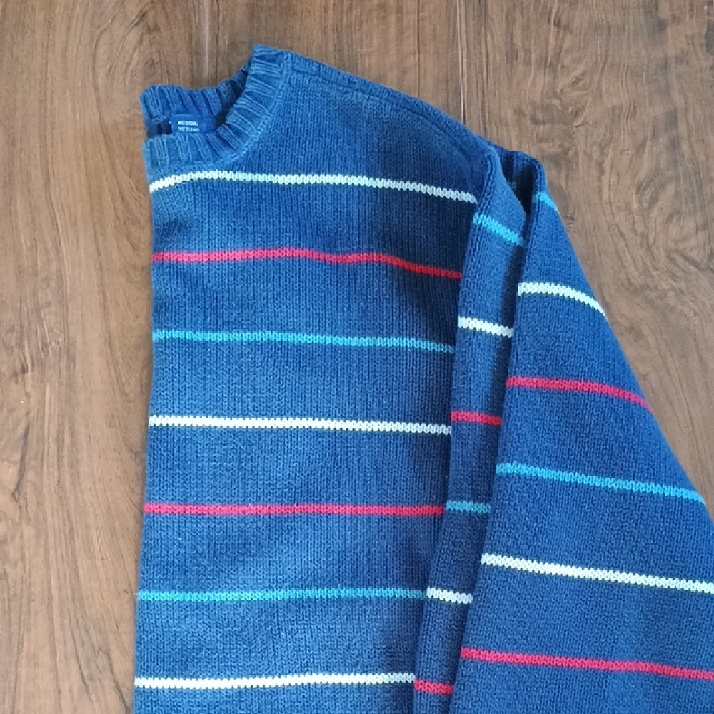 Basic Editions Men's Multicolor Striped Crewneck Sweater
